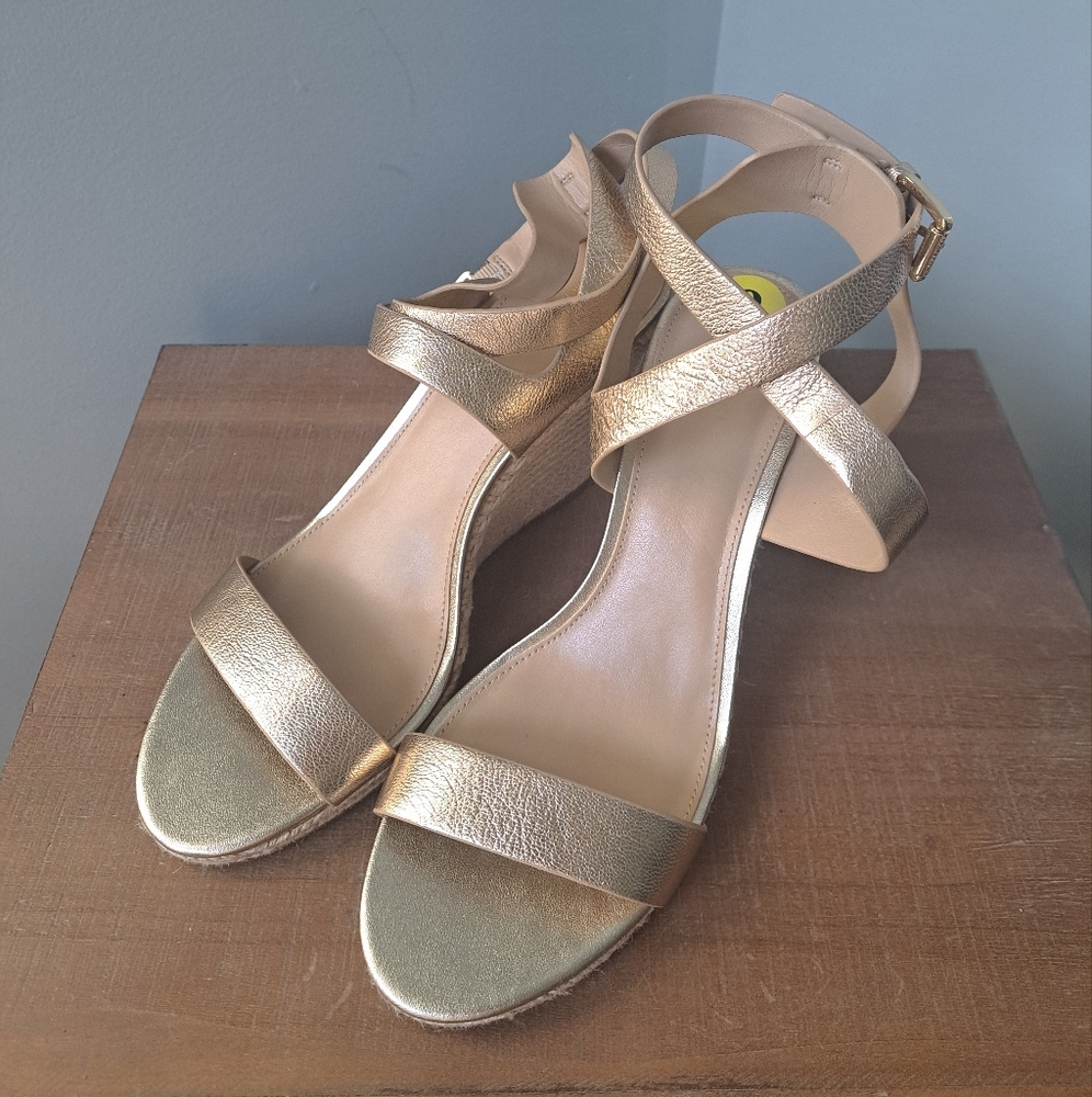 Michael Kors Kaylee Gold Wedge Sandals - Picture 2 of 8